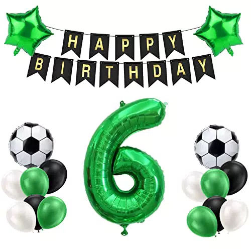 Creaher Fußball Geburtstag Deko für Jungen, Happy Birthday Banner und Ballons