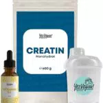 Markenhersteller Creatin Monohydrat Pulver mit Shaker und Vitamin D3 Tropfen