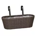 Dehner Blumenkasten mit Halterung aus Polyrattan, 30 x 16 x 26 cm