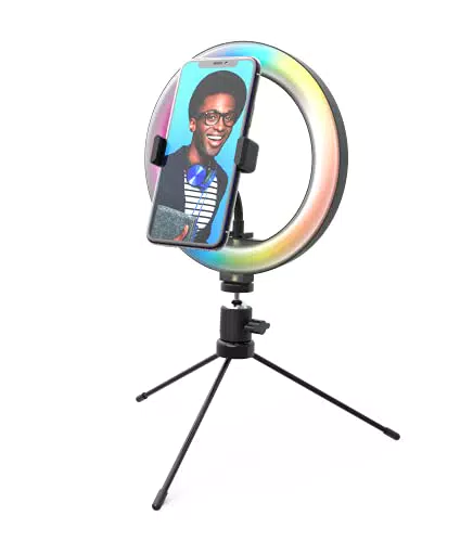 DigiPower RGB Selfie Handy Ringlicht, 36 LED 3 Helligkeitsstufen