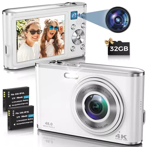 Digitalkamera mit 4K Autofokus, 48MP HD, 2,8" Bildschirm und 16X Digitalzoom