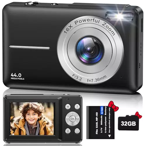 Digitalkamera HD 1080P 44MP mit 32GB Speicherkarte und 16X Digitalzoom