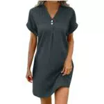 DKLOVIFU Musselin Kleid Damen - Leichtes Kurzarm Sommerkleid A-Linie Boho