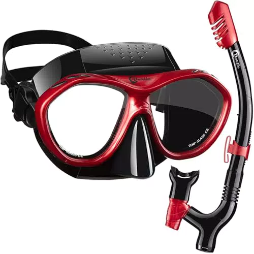 Dorlle Schnorchelset mit verbessertem 3-Kanal Dry Schnorchel und Anti-Fog Tauchmaske