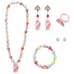 Einhorn Kinderschmuckset – Armband, Halskette und Ringe für Mädchen