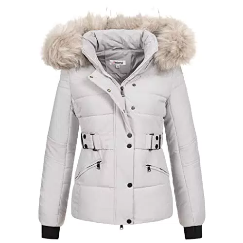 Elara Damen Steppjacke Parka Kurz Mantel Modell EL-JA03