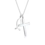 Elli Halskette Damen Kreuz-Fisch Anhänger in 925 Sterling Silber