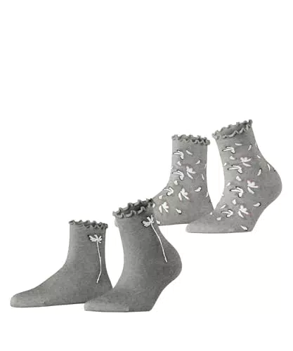 ESPRIT Blossom Kurzsocken 2er Set aus Viskose mit fantasievollem Muster
