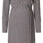 ESPRIT Maternity Damen Stillkleid mit langen Ärmeln und Allover-Print, Dunkelrot