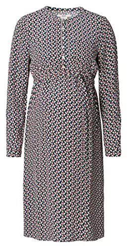 ESPRIT Maternity Damen Stillkleid mit langen Ärmeln und Allover-Print, Dunkelrot