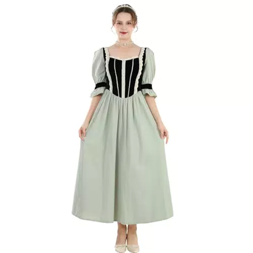 Fiamll Damen Mittelalter Kostüm Renaissance Maxikleid für Partys