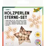 Folia Holz-Perlen Sterne Set, Bastelset für kreative DIY-Projekte