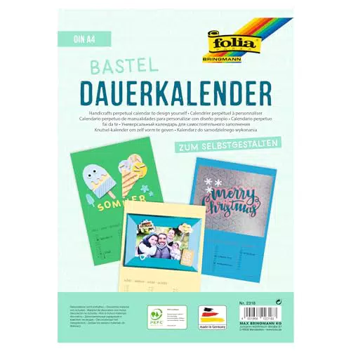 Folia Dauerkalender 2318 mit Spiralbindung – Kreativer Bastelkalender DIN A4