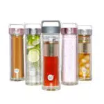 foodsbest® BPA-freie Teeflasche aus Glas mit Sieb für kalte und heiße Getränke