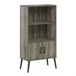 Furinno Claude Mid-Century Bücherregal mit Holzbeinen, Französische Eiche