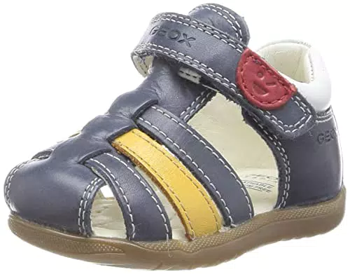 Geox Baby-Jungen B MACCHIA Boy Sandal, Navy/DK Yellow