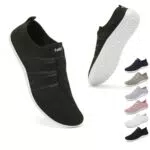 Geweo Damen Slip On Sneaker Leichte Atmungsaktiv Turnschuhe Sommer Barfußschuhe Herren Sportschuhe Bequem Freizeitschuhe Fitnessschuhe rutschfest Schnell Trocknend Stoffschuhe Schwarz2 40EU