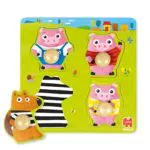 Goula Holzpuzzle Die 3 kleinen Schweinchen für Kinder von 1-2 Jahren