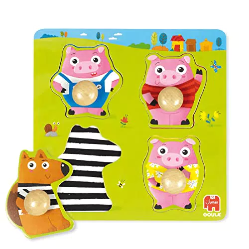 Goula Holzpuzzle Die 3 kleinen Schweinchen für Kinder von 1-2 Jahren