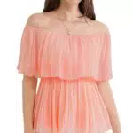 GRACE KARIN Damen Elegantes Oberteil mit Rüschenausschnitt und Elastischer Taille