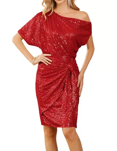 Grace Karin Pailletten Cocktailkleid Ein-Schulter Bodycon Kleid CL2463A23