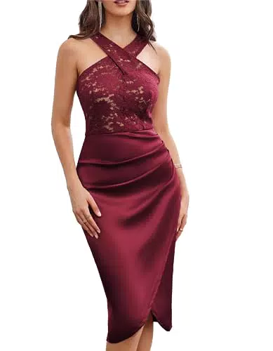 Grace Karin Vintage Bleistiftkleid mit V-Ausschnitt und Ajourmuster für Partys