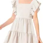 Haloumoning Mädchen Kleid mit quadratischem Ausschnitt und Rüschenärmeln