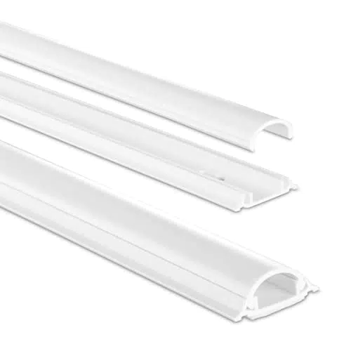Hama Kabelkanal für 2 Kabel, halbrunde PVC Kabelabdeckung mit 3M Klebestreifen