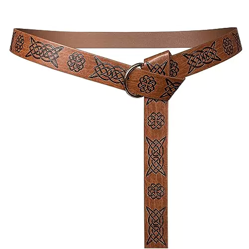 HiiFeuer Mittelalterlicher PU-Leder-O-Ring-Gürtel für Ritter und Renaissance
