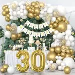 HLEIUKT 30. Geburtstag Deko - Luftballons Girlande und Happy Birthday Girlande