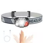 HyperDolphin LED Stirnlampe wiederaufladbar, 400 Lumen, IPX4, 11 Modi für Outdoor