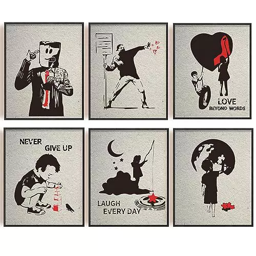 INFUNLY Banksy Wandkunst Set - Inspirierende Zitate für Schlafzimmer und Wohnzimmer