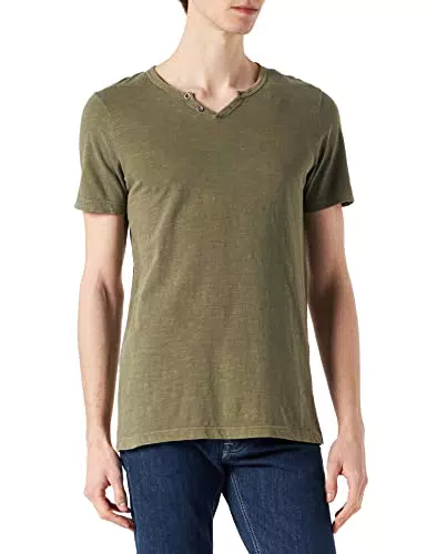 JACK & JONES Herren V-Ausschnitt T-Shirt Kurzarm aus Baumwolle mit Knöpfen