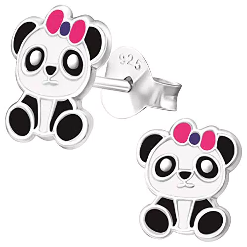 JAYARE Ohrringe Panda-Bär 925 Sterling Silber für Mädchen