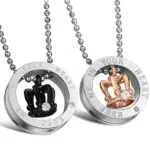 JewelryWe Freundschaftsketten Edelstahl mit Gravur Krone für Paare