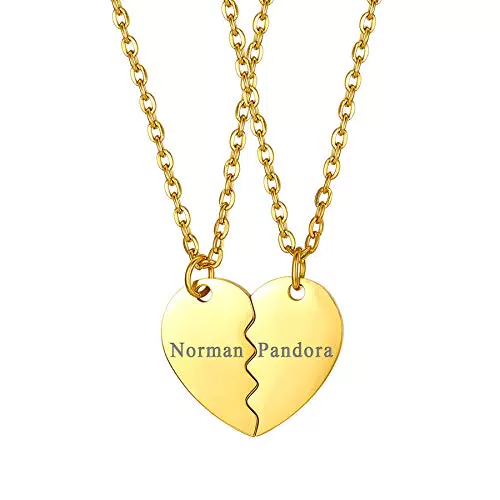 JewelryWe Pärchen Halskette mit Herz Puzzle Anhänger aus Edelstahl für Freunde