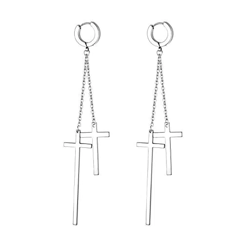 "JewelryWe Unisex Edelstahl Kreuz Ohrringe - Klassisches Ohrschmuck für Herren und Damen"