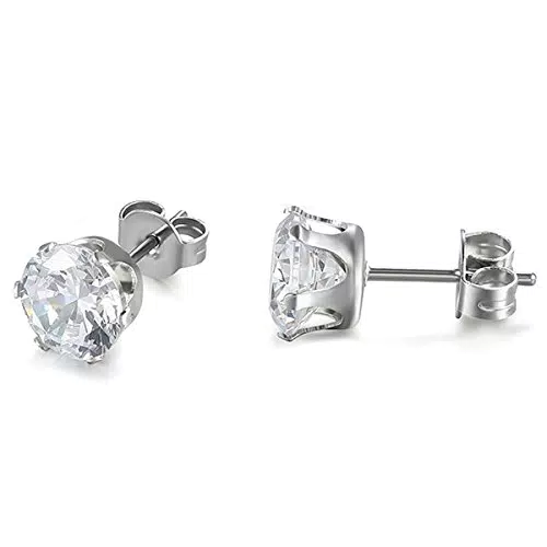 "JewelryWe Edelstahl Ohrstecker mit Zirkonia für Herren und Damen"