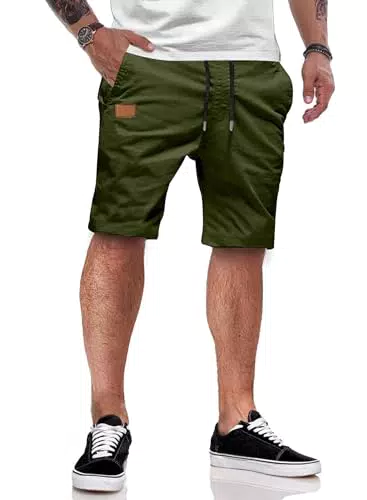 Herren Shorts aus Baumwoll-Chino mit elastischem Bund und Taschen - Sommermode