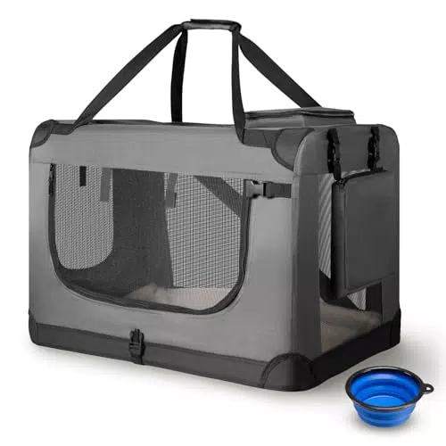 Juskys Hundetransportbox Lassie XL faltbar und tragbar für Hunde und Katzen