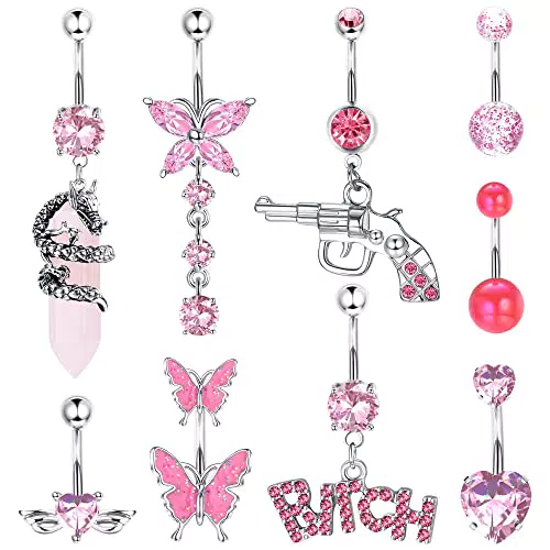 Kakonia Bauchnabelpiercing mit Herz-Schmetterling Design für Damen
