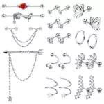 Kakonia Helix Industrial Piercing Ohrstecker Creolen Huggie Ohr Set für Damen