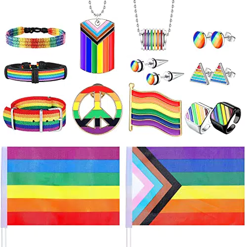 Kakonia Schmuck Set LGBTQ: Armbänder, Halsketten, Pins und Ohrringe