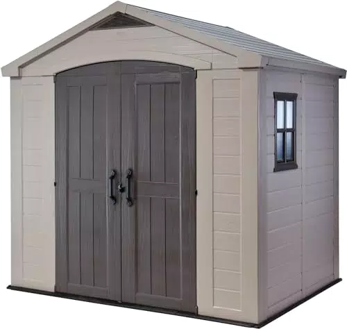 Keter Gerätehaus Factor 8x6 - Wetterfest, Wasserdicht, UV-beständig, Outdoor