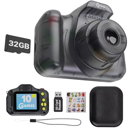 ClicKid CAM10 Kinderkamera mit 8X Zoom, Selfie-Objektiv und 32GB Micro SD-Karte