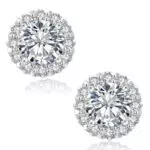 KRKC&CO Moissanite Ohrringe Damen S925 Silber, Blume Ohrstecker Halo