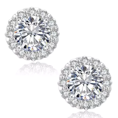 KRKC&CO Moissanite Ohrringe Damen S925 Silber, Blume Ohrstecker Halo