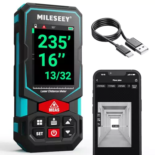 MiLESEEY Laser Entfernungsmesser 100m, Wiederaufladbares Multifunktionsgerät mit App-Konnektivität und Neigungssensor