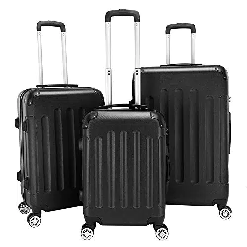 LEADZM Koffer Set mit 4 Rollen und Zahlenschloss, Handgepäck Organizer