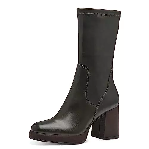 MARCO TOZZI Damen Stiefel mit Absatz aus Kunstleder Blockabsatz